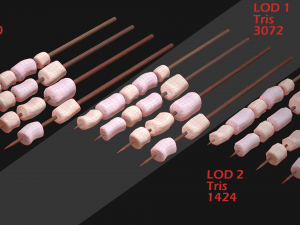 marshmallows colorful on sticks Modèle 3D