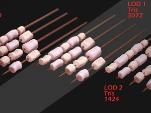 Marshmallow Roasting Sticks Sweet Dessert 3D Model