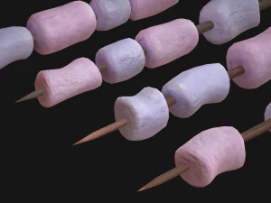 Marshmallow Roasting Sticks Sweet Dessert 3D Model