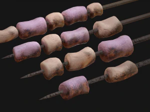 Marshmallow Roasting Sticks Sweet Dessert 3D Model