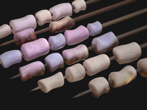 marshmallows colorful on sticks Modèle 3D