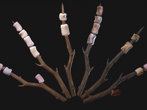 marshmallow on a wooden stick Modelo 3D
