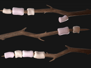 marshmallow on a wooden stick Modelo 3D