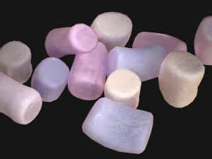 Marshmallow On a Wooden Stick Sweet Dessert 3D Model