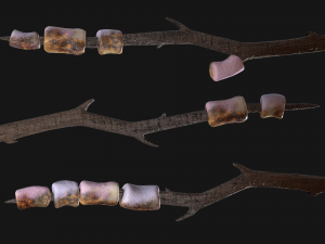 marshmallow on a wooden stick Modelo 3D