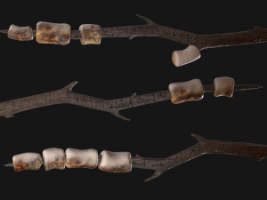 marshmallow on a wooden stick Modelo 3D