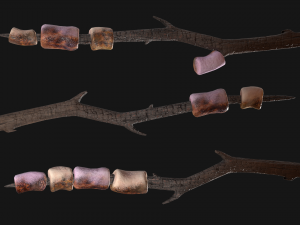 marshmallow on a wooden stick Modelo 3D