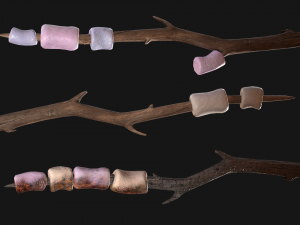 marshmallow on a wooden stick Modelo 3D