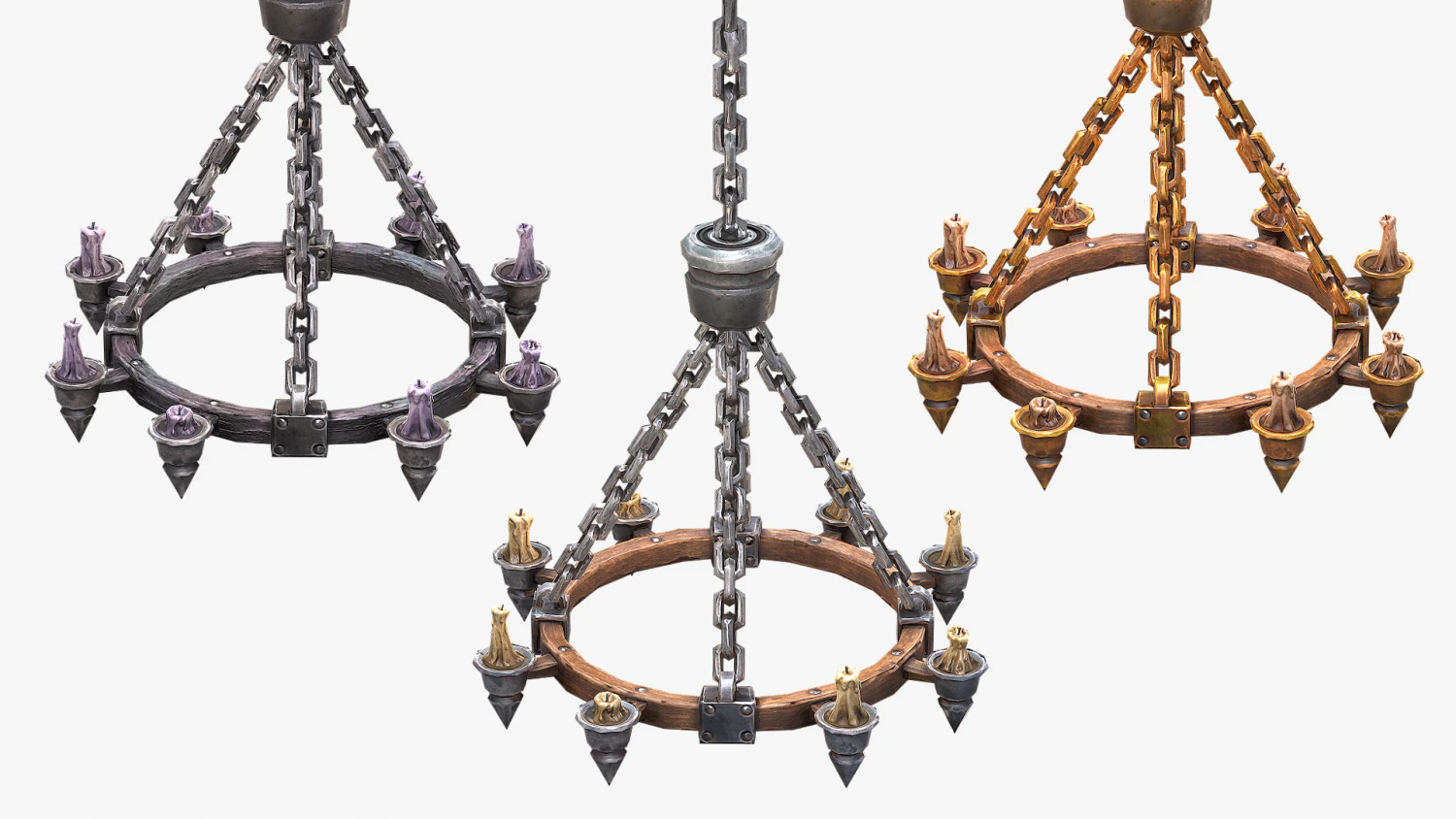 chandelier with candles 3D Model .c4d .max .obj .3ds .fbx .stl .blend
