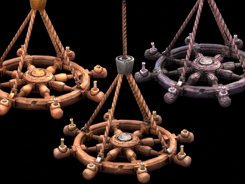 Pirate Chandelier Lighting Dungeon Castle Furniture 3D Model