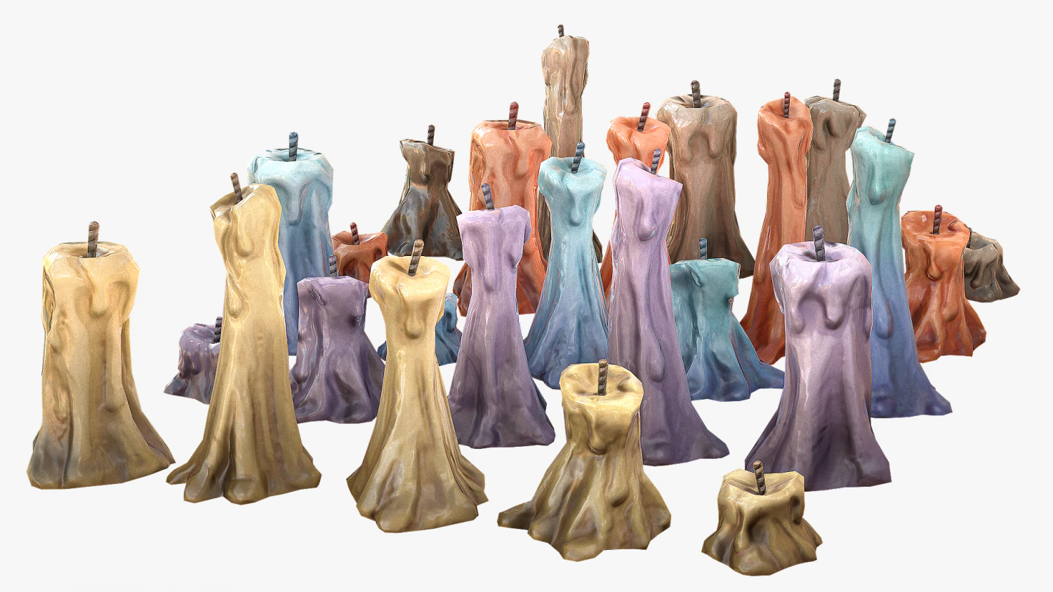 stylized candles pack 3D Model .c4d .max .obj .3ds .fbx .stl .blend 