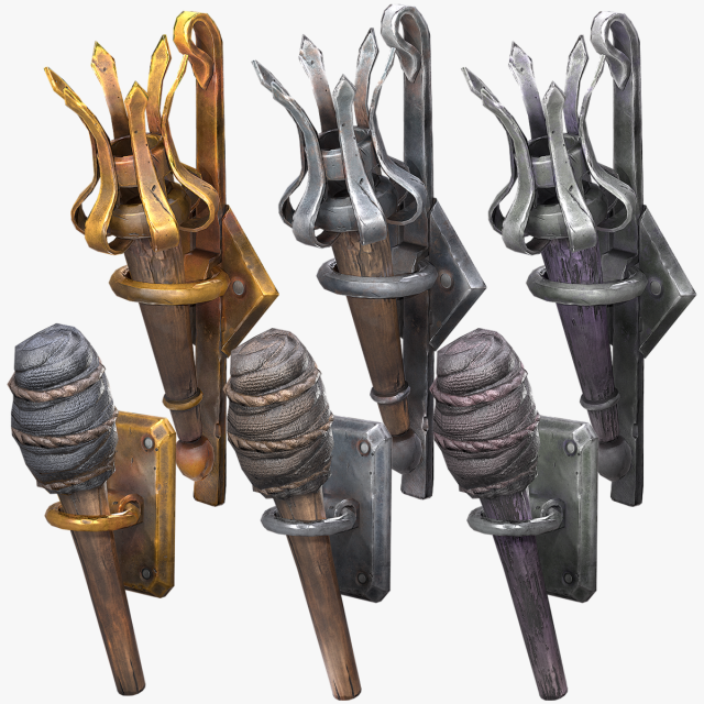 torch lighting pack 3Dモデル .c4d .max .obj .3ds .fbx .stl .blend 