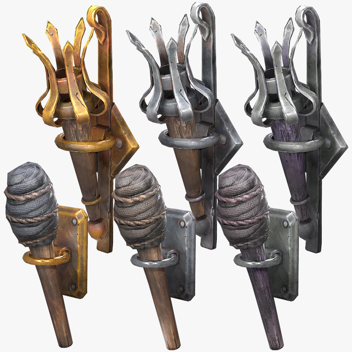 torch lighting pack 3D Model .c4d .max .obj .3ds .fbx .stl .blend 