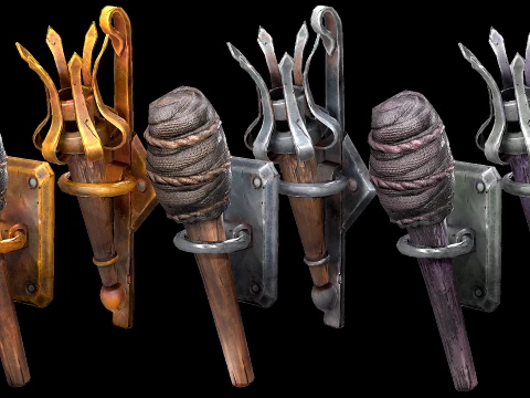 Torch Lighting Pack Dungeon Castle Furniture 3D Model