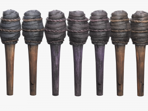wooden torch model 3D Model