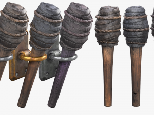 wooden torch model 3D Model