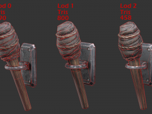 wooden torch model 3D Model