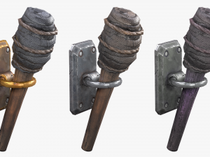 wooden torch model 3D Model
