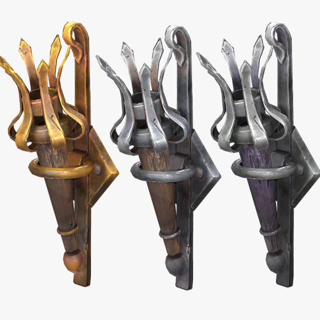 stylized castle torch 3D Model .c4d .max .obj .3ds .fbx .stl .blend 