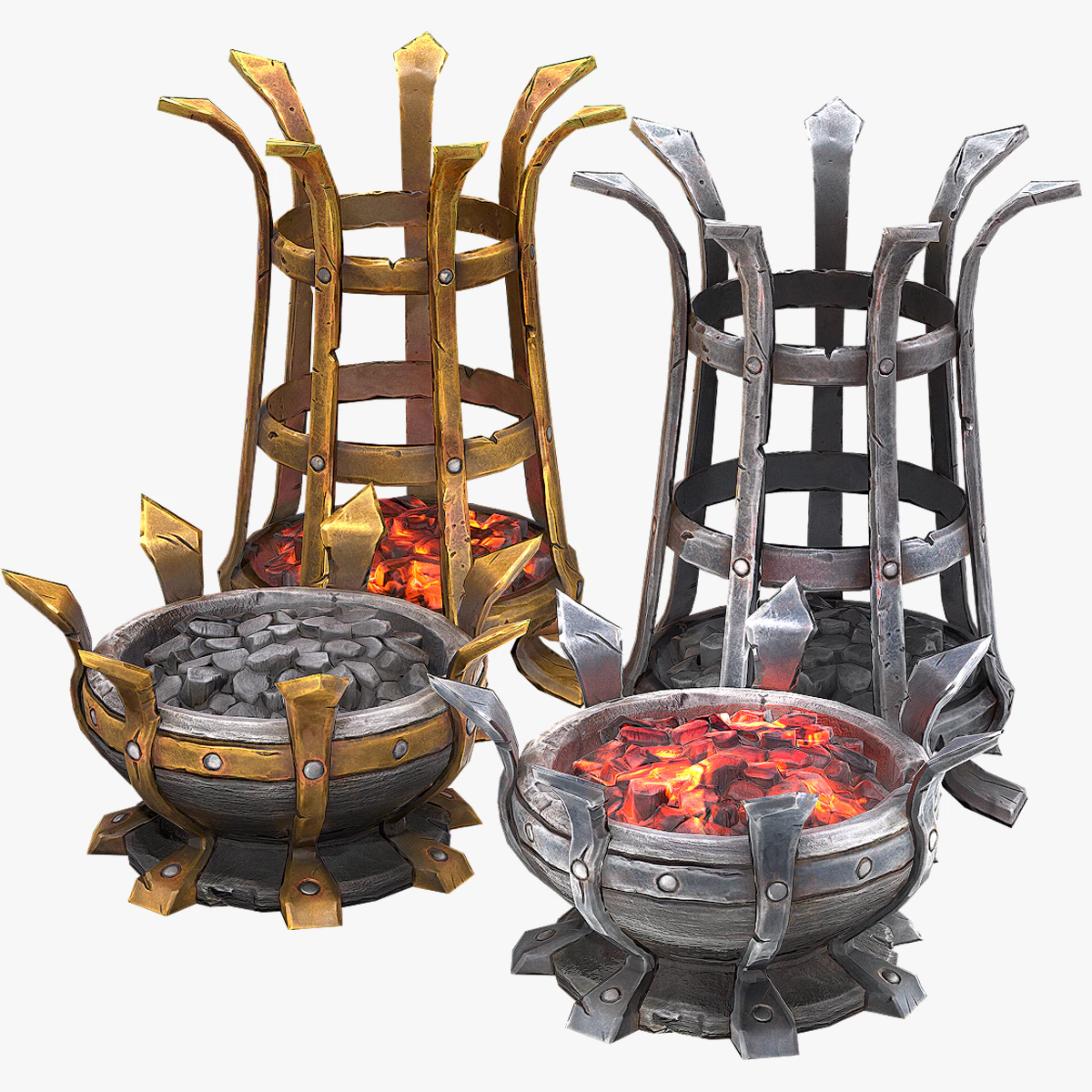 brazier lighting pack 3D Model .c4d .max .obj .3ds .fbx .stl .blend