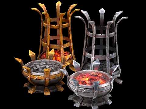 Brazier Lighting Pack Medieval Dungeon Furniture Modelo 3D