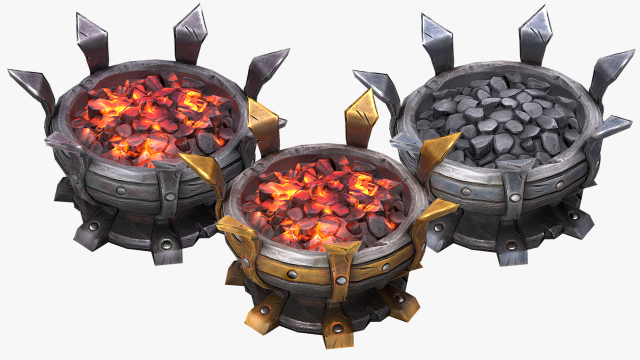 stylized dungeon brazier Modello 3D .c4d .max .obj .3ds .fbx .stl .blend 
