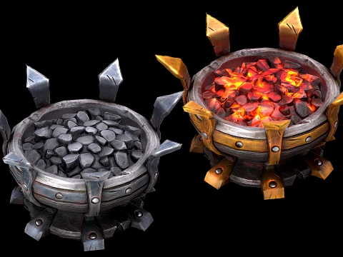 M&oacute;veis de ilumina&ccedil;&atilde;o medieval estilizados de braseiro de masmorra Modelo 3D