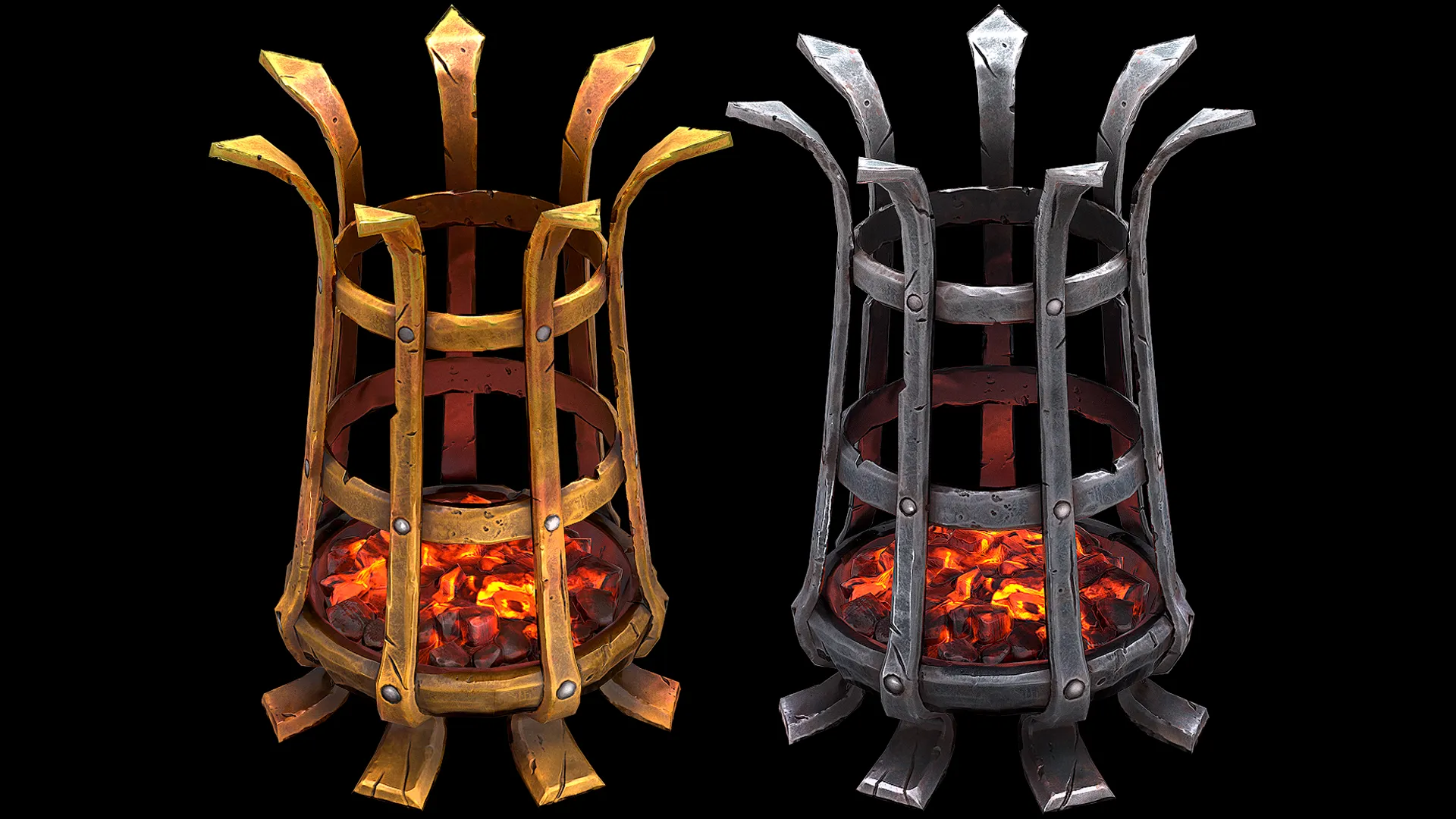 Medieval Brazier Dungeon Lighting Furniture 3D Model .c4d .max .obj .3ds .fbx .stl .blend 