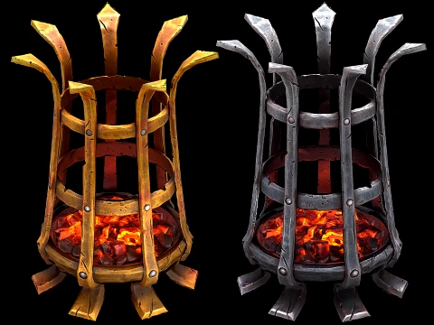 Medieval Brazier Dungeon Lighting Furniture 3D Model