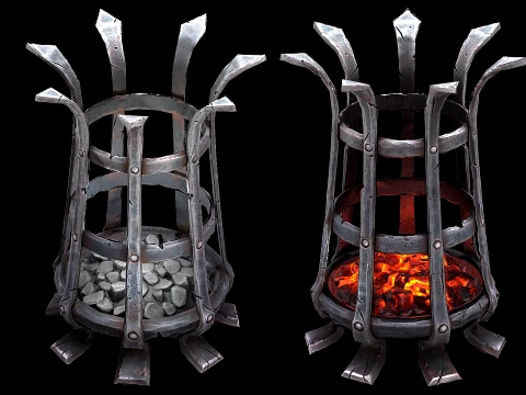 Medieval Brazier Dungeon Lighting Furniture 3D Model