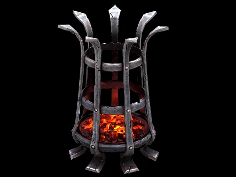 Medieval Brazier Dungeon Lighting Furniture 3D Model