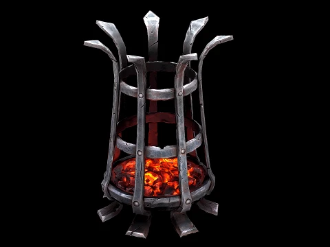 Medieval Brazier Dungeon Lighting Furniture 3D Model