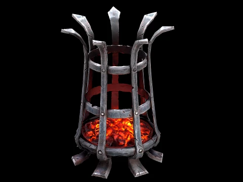Medieval Brazier Dungeon Lighting Furniture 3D Model