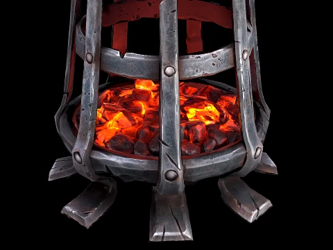 Medieval Brazier Dungeon Lighting Furniture 3D Model