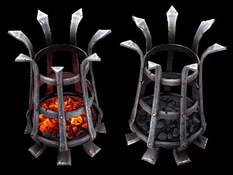 Medieval Brazier Dungeon Lighting Furniture 3D Model