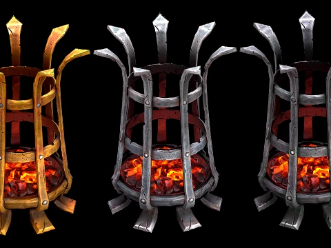 Medieval Brazier Dungeon Lighting Furniture 3D Model