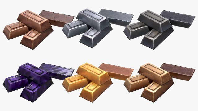 stylized ingots pack Modello 3D .c4d .max .obj .3ds .fbx .stl .blend 