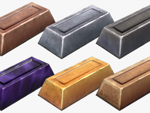 stylized ingots pack Modello 3D