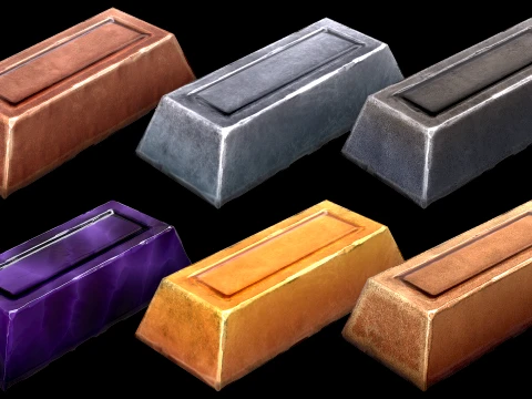 Stylized ingots pack 3D Model