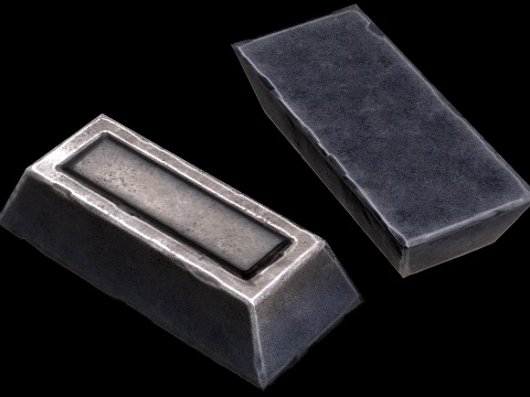 Steel Ingot Iron Bar Industrial Craft Forge Resource 3D Model