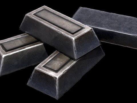 Steel Ingot Iron Bar Industrial Craft Forge Resource 3D Model