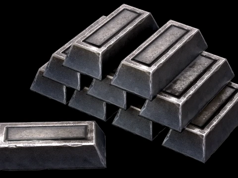 Steel Ingot Iron Bar Industrial Craft Forge Resource 3D Model