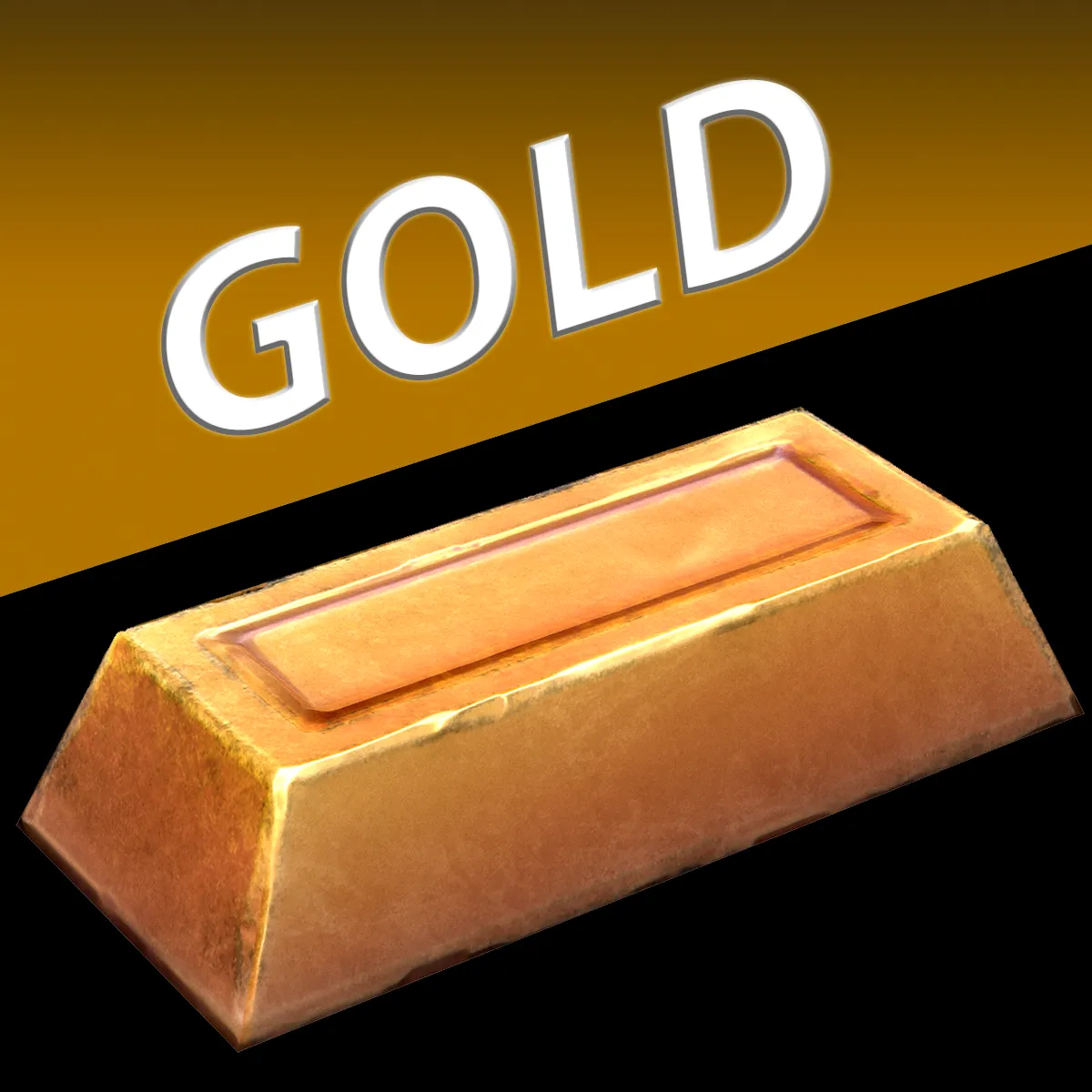 Golden Ingot Bar Treasure Industrial Craft Forge Resource 3D Model .c4d .max .obj .3ds .fbx .stl .blend 