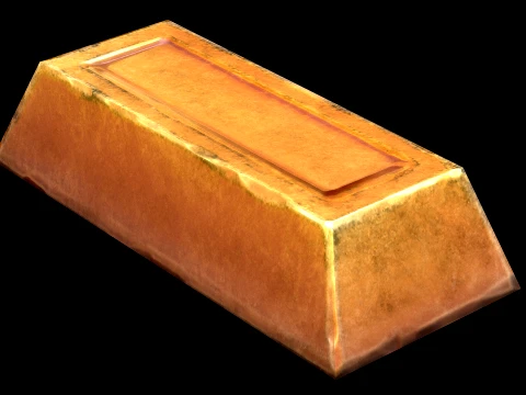 Golden Ingot Bar Treasure Industrial Craft Forge Resource 3D Model