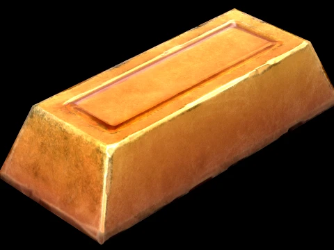 Golden Ingot Bar Treasure Industrial Craft Forge Resource 3D Model