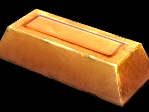 Golden Ingot Bar Treasure Industrial Craft Forge Resource 3D Model