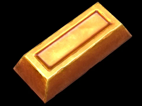 Golden Ingot Bar Treasure Industrial Craft Forge Resource 3D Model