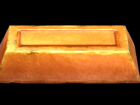 Golden Ingot Bar Treasure Industrial Craft Forge Resource 3D Model