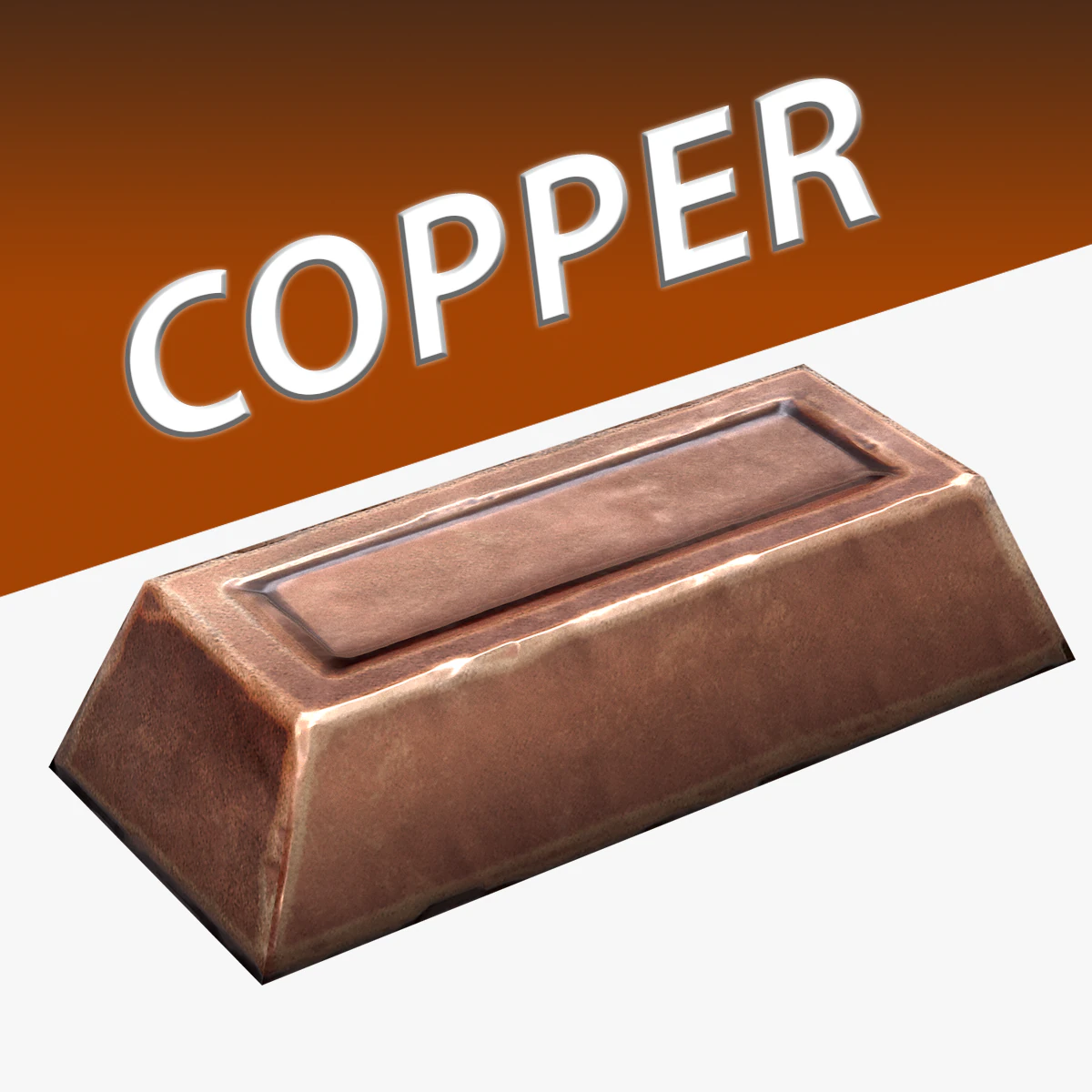 copper ingot 3D Model .c4d .max .obj .3ds .fbx .stl .blend 