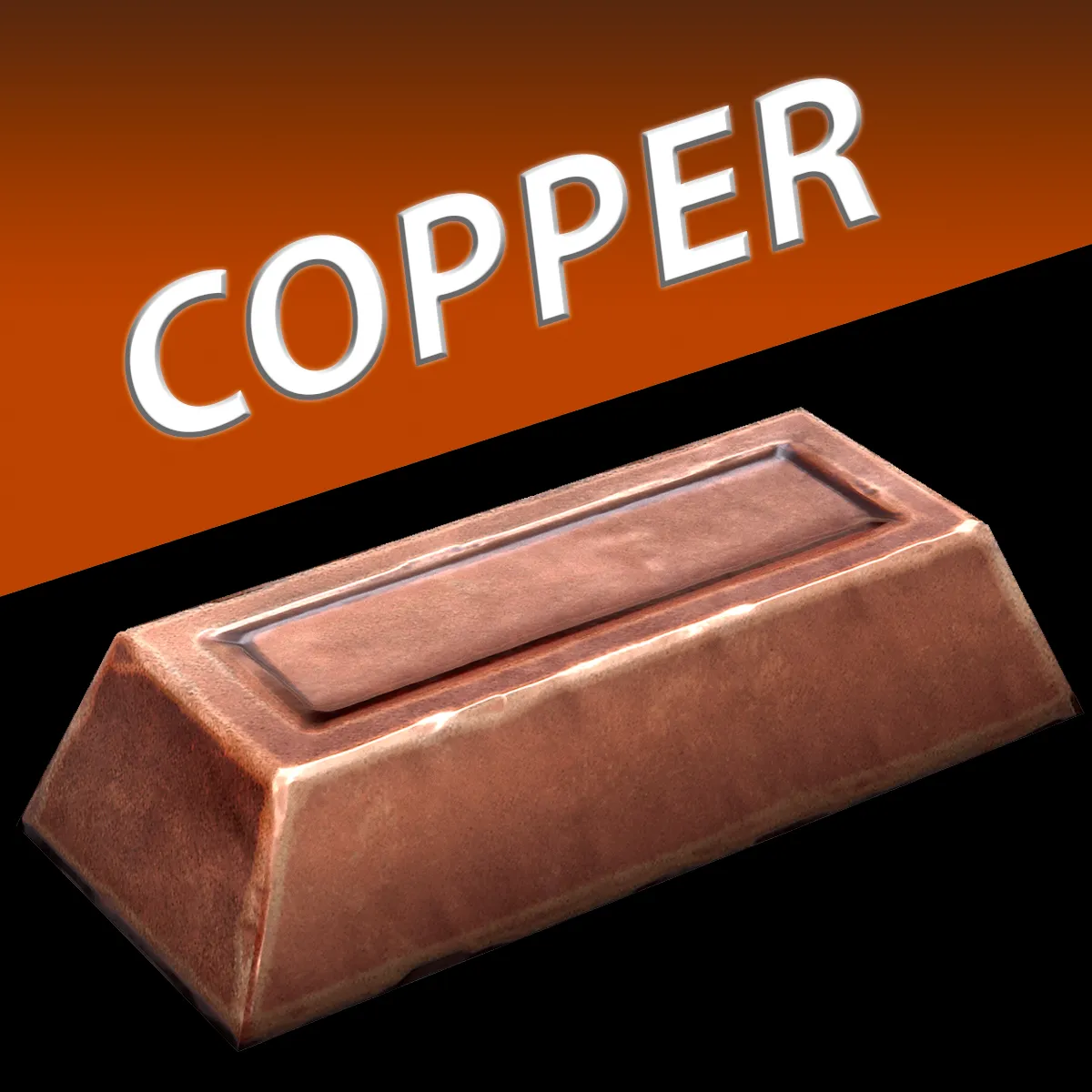 Copper Ingot Metal Bar Industrial Craft Forge Resource 3D Model .c4d .max .obj .3ds .fbx .stl .blend